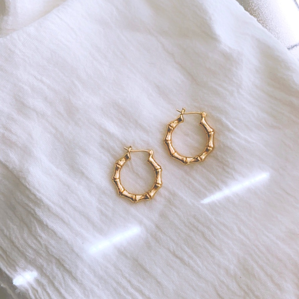 Beautiful bamboo gold hoops